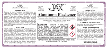 Jax Aluminum Blackener label