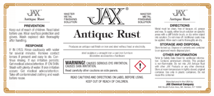 JAX Antique Rust label