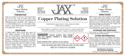 Copper Plating Solution label