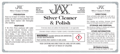 JAX Silver Cleaner and Polish label